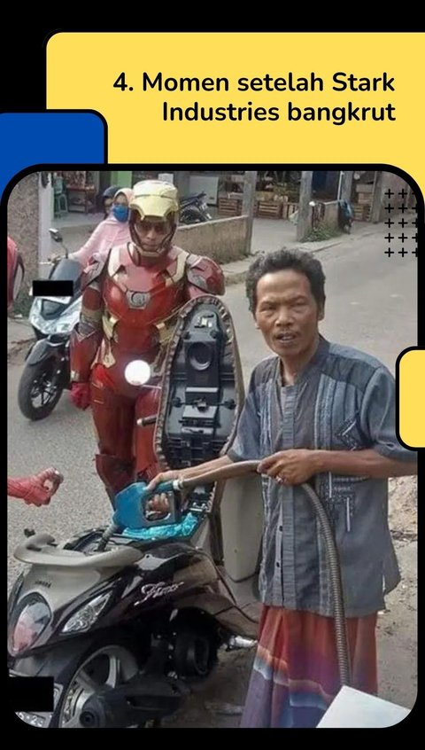 10 Potret Kostum Pemotor di Luar Nalar Ini Bikin Ngakak, Ada Ironman Isi Bensin Eceran!