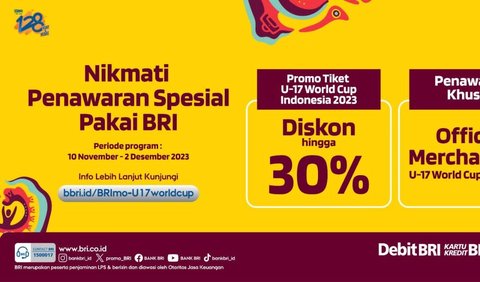 Tak hanya itu, kamu juga berkesempatan mendapatkan potongan harga hingga 30% untuk pembelian setiap tiket pertandingan FIFA U-17 World Cup 2023TM.