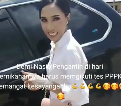 Masih Full Make Up, Pengantin Ini Jalani Ujian PPPK di Hari Pernikahan