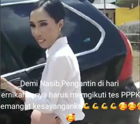 Masih Full Make Up, Pengantin Ini Jalani Ujian PPPK di Hari Pernikahan