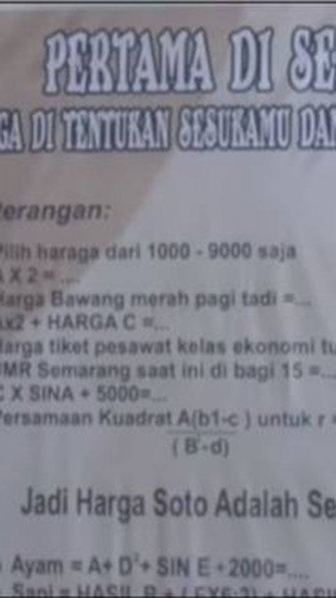 Warung Soto di Semarang Ini Tentukan Harga Pakai Rumus Matematika, Pembeli Suruh Hitung Sendiri