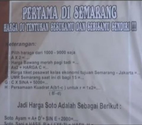 Warung Soto di Semarang Ini Tentukan Harga Pakai Rumus Matematika, Pembeli Suruh Hitung Sendiri