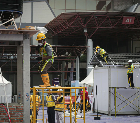 Peserta yang terdiri tenaga ahli ini mengikuti kompetisi keterampilan pekerja konstruksi dalam rangkaian kegiatan pameran Konstruksi Indonesia 2023 JI Expo Kemayoran, Jakarta, Kamis (2/11/2023).