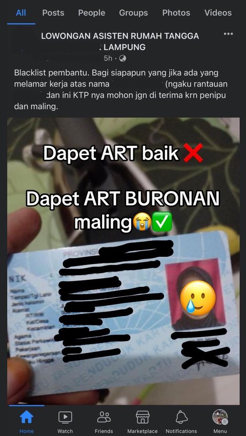 Viral Wanita Ini Ketakutan Dapat ART Melalui Facebook, Ternyata Buronan Majikan Sebelumnya: Baru Sehari Kerja Sudah Bikin Resah