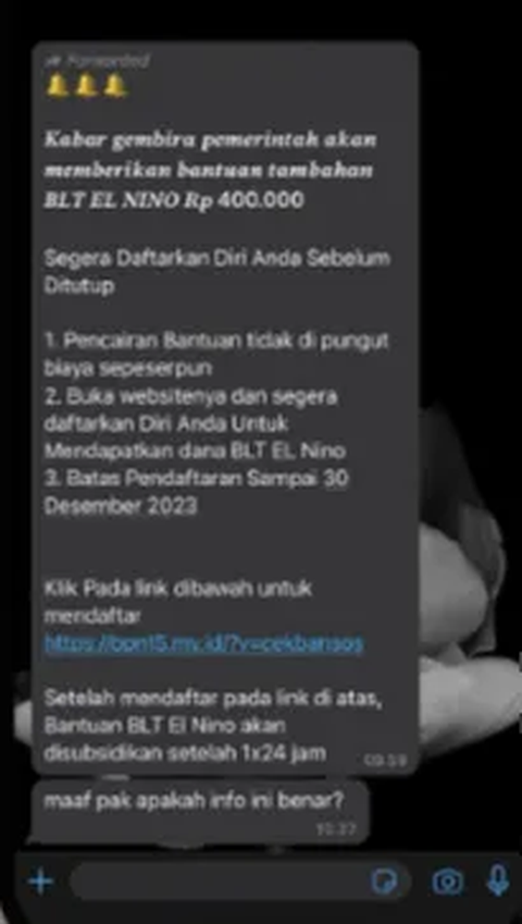 Waspada Link Penipuan Pembagian BLT El Nino Rp400.000 dari Kemensos, Jangan Asal Klik