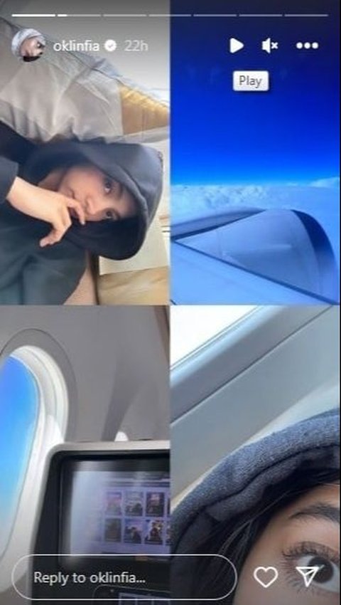Oklin also uploaded a photo when she took off her hijab. In the plane, Oklin only appeared wearing a hoodie that covered her hair.