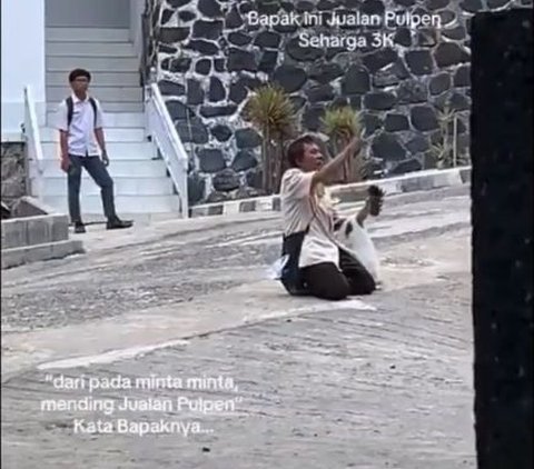 Viral Pria Paruh Baya Jualan Pulpen di Depan Sekolah, Keliling dari Bandung sampai Cirebon