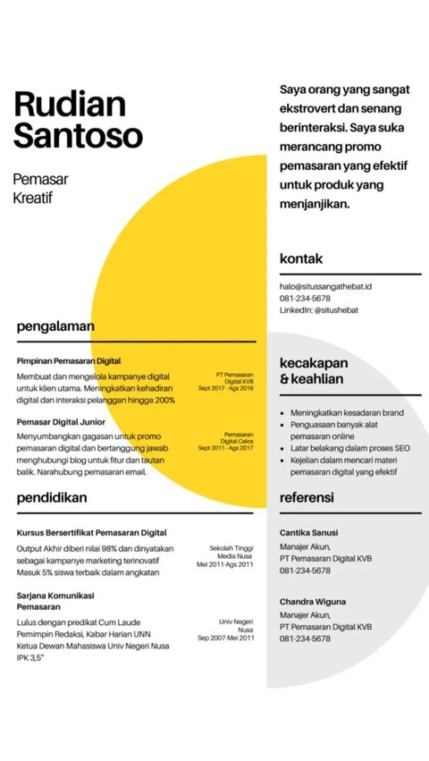 25 Contoh CV Bahasa Indonesia dan Inggris dalam Berbagai Gaya: Formal, Modern, sampai Kreatif