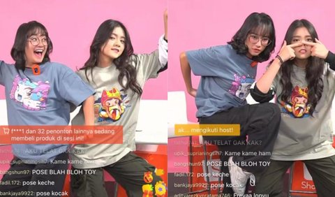 Tak sampai di situ, kedua idol cantik itu kembali diberikan challenge untuk melakukan pose kocak jika jumlah likes live mencapai 2 juta.