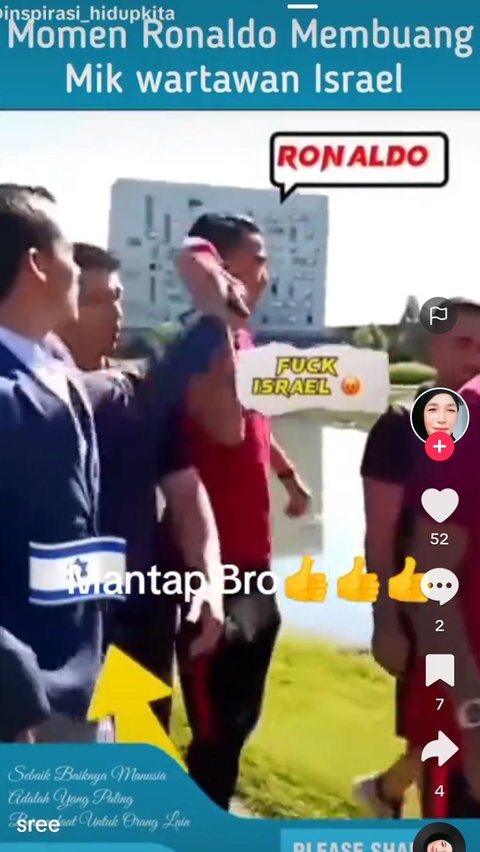 Beredar Video Cristiano Ronaldo Buang Mic Reporter Israel, Cek Faktanya