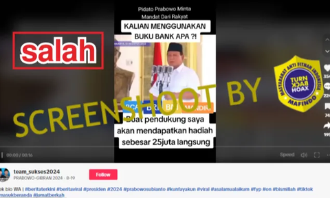 Benarkah Capres Prabowo Bagi-bagi Hadiah Uang Rp25 Juta Untuk Pendukungnya? Cek Faktanya