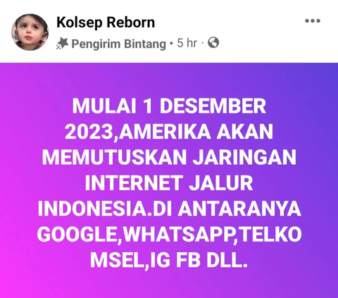 Cek Fakta: Amerika Cabut Internet di Indonesia per Tanggal 1 Desember 2023