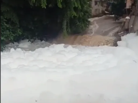 Depok River Puzzle Filled with Thick Foam, Resembling a Country Above the Clouds