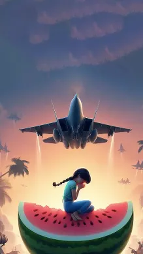 Foto AI Versi Disney Pixar Gambarkan Anak Kecil Palestina Bikin Haru, Ada yang Tutup Mata saat Pesawat Tempur Israel Melintas