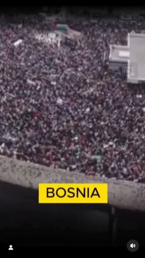 Potret aksi solidaritas untuk warga Palestina di Bosnia.<br>