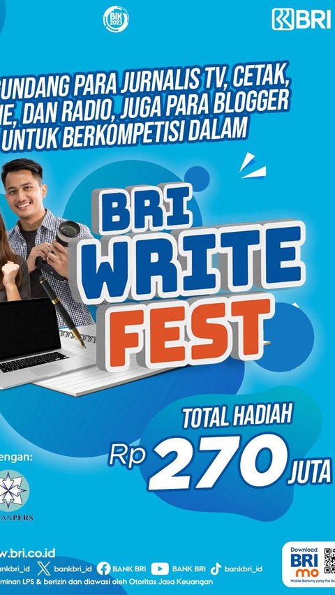 Kompetisi BRI Write Fest 2023 Tawarkan Hadiah Ratusan Juta! Ini Syarat dan Ketentuannya<br>