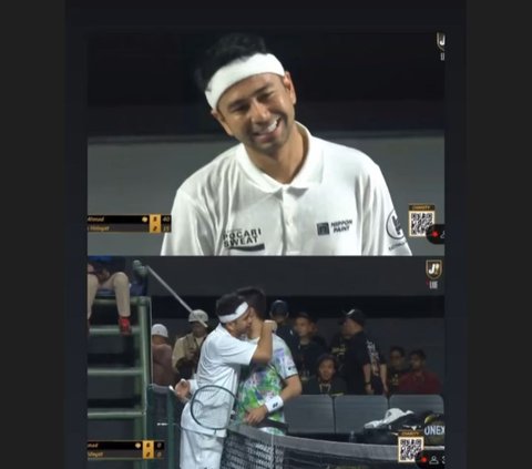 Raffi Ahmad Menang Tenis Lawan Taufik Hidayat, ini Momen Kemenangannya