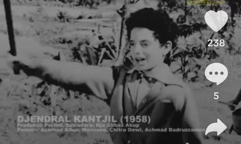 Old Portrait of Ahmad Albar Playing General Kancil in 1958, His Face is Handsome and Innocent