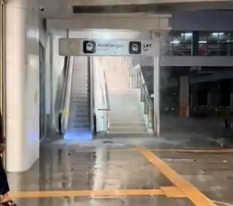 Condition of the Whoosh High-Speed Train Station Roof After Leaking Post Heavy Rain in Jakarta