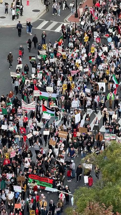 Demo Terbesar dalam Sejarah AS, Ratusan Ribu Orang Dukung Palestina di Washington