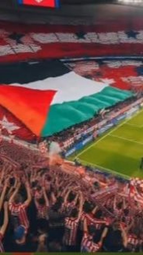 Benarkah Fans Atletico Madrid Bentangkan Bendera Palestina Saat Pertandingan? Begini Faktanya