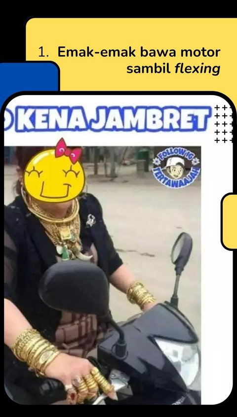 10 Potret Kocak Emak-Emak di Motor, Gayanya Sungguh di Luar Prediksi BMKG