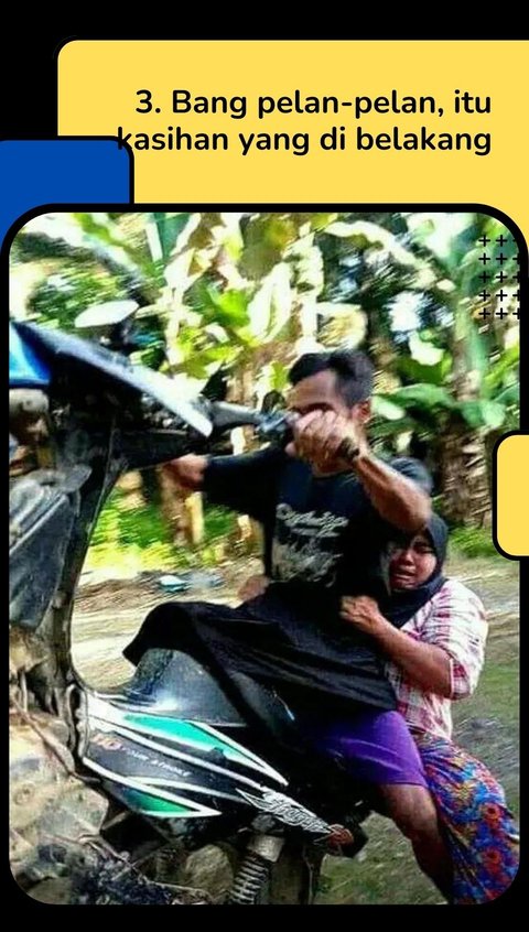 10 Potret Kocak Emak-Emak di Motor, Gayanya Sungguh di Luar Prediksi BMKG