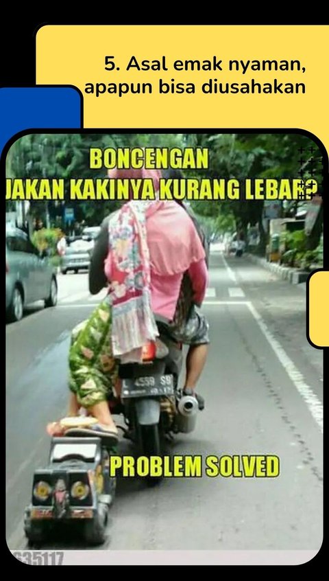 10 Potret Kocak Emak-Emak di Motor, Gayanya Sungguh di Luar Prediksi BMKG