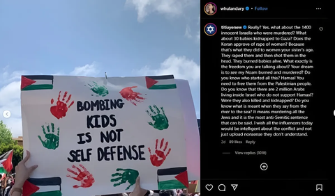 Miss Israel appears sensitive and responds to Whulandary's post.