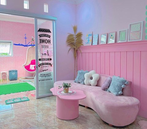 Very Unique, Row of Photos of Hangout Corners in a Pink-themed House