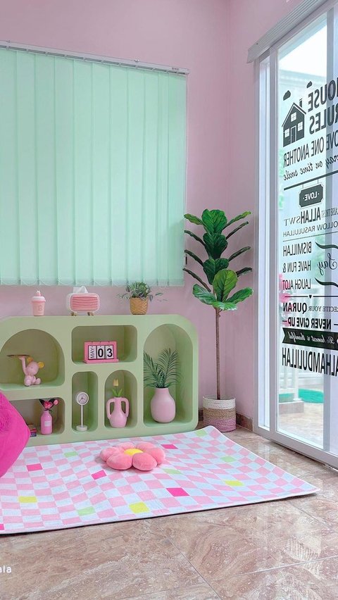 Very Unique, Row of Photos of Hangout Corners in a Pink-themed House