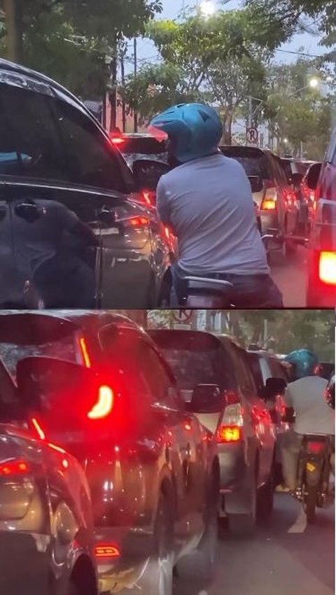 Diduga Minta Uang, Aksi Pengemudi Motor Ketok Kaca Mobil di Jalanan Ini Bikin Resah Warga