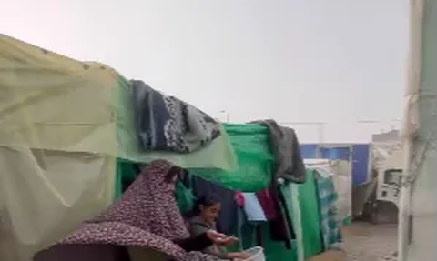 Momen Warga Palestina di Pengungsian Bahagia Lihat Hujan, Siapkan Wadah Guna Tampung Air