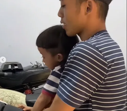 Viral! Anak Dibiarkan Sang Ibu Coret-Coret Motor Ayahnya, Reaksi Suami Jadi Sorotan