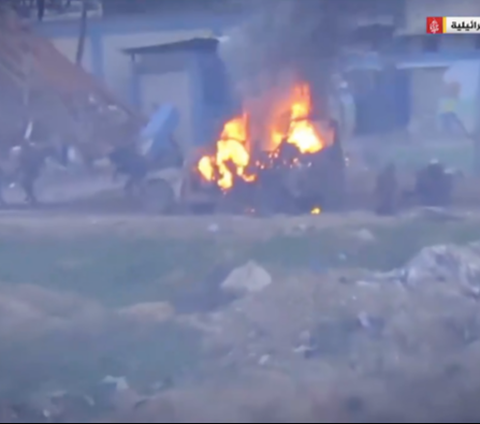 Detik-detik Konvoi Kendaraan Lapis Baja Israel Dirudal Brigade Al Qassam Hingga Hangus Terbakar, Tentara yang Selamat Lari Terbirit-birit