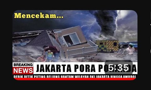 CEK FAKTA: Hoaks Jakarta Diporak-porandakan Angin Puting Beliung pada 7 Desember