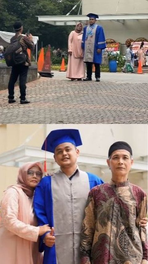 Viral Aksi Pria Bantu Abadikan Foto Wisudawan bersama Kedua Orang Tuanya, Ekspresi Bahagianya Bikin Terharu