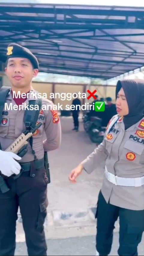 Viral Momen Polwan Periksa Polisi yang Ternyata Anaknya Sendiri, Iptu Henny: Jangan Senyum-Senyum!<br>