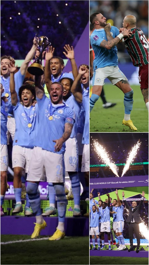 FOTO: Momen Manchester City Raih Juara Dunia Antarklub 2023 Diwarnai Perkelahian Kyle Walker dan Felipe Melo