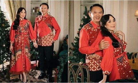 Potret Kompak Ahok dan Puput Nastiti Berbatik Nuansa Merah Rayakan Natal 2023