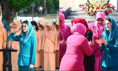 Foto-Foto Arumi Bachsin Sebagai Inspektur Upacara, Gaya Hijabnya jadi Sorotan Netizen