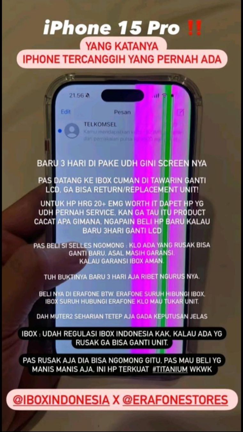 Erajaya Ensures Complaints from Buyers of New iPhone 15 Pro with Damaged LCD Have Been Resolved Properly