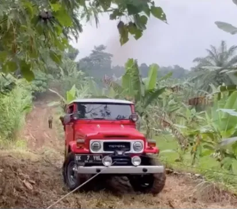 Penampilan Keren Menteri Jokowi Pergi ke Kebun, Naik Mobil Hardtop Tua Lewati Jalanan Licin