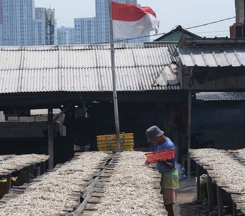 FOTO: Geliat Produksi Ikan Asin di Tengah Cuaca Tak Tentu