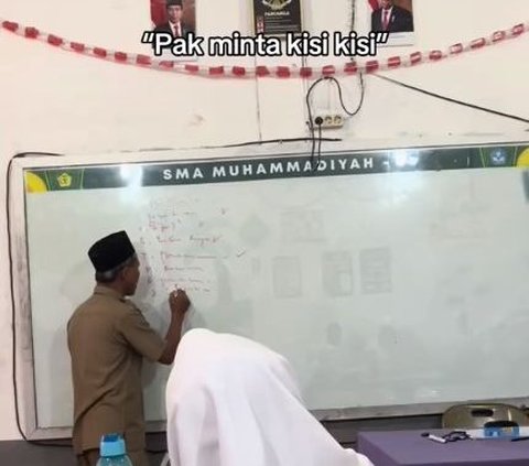 Viral Siswa Perlihatkan Gurunya Mengajar di Kelas, Tulisannya Bikin Salah Fokus