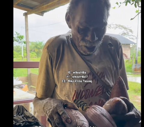 Viral Momen Haru Seorang Bapak Rela Hujan-hujanan demi Tukar Jantung Pisang dengan Mi Instan