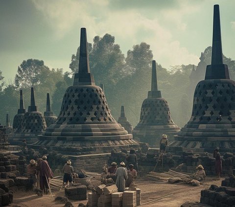 Peninggalan Buddha Terbesar Dunia Abad 9, Begini Penampakan Candi Borobudur Versi AI saat Ditemukan & Dipugar