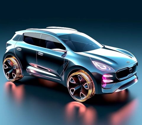 Kia Sportage, digambarkan dengan desain pelek lebih besar, sehingga lebih sporty. Warna menarik menjadi desain mobil masa depan.
