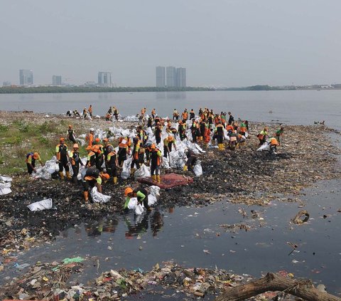 Tumpukan sampah yang terhampar di kawasan Hutan Mangrove Muara Angke, Penjaringan, Jakarta Utara, baru-baru ini viral di media sosial. Sampah-sampah itu tersebar sampai membentuk daratan di bibir pantai.