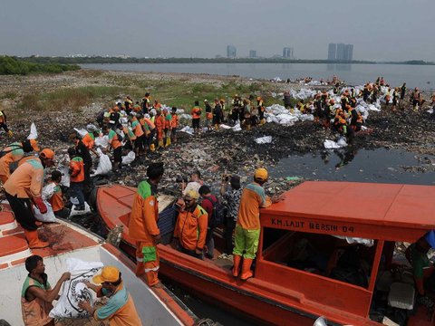 FOTO: Viral di Medsos, Ini Penampakan Tumpukan Sampah di Pantai Mangrove Muara Angke yang Bikin Miris